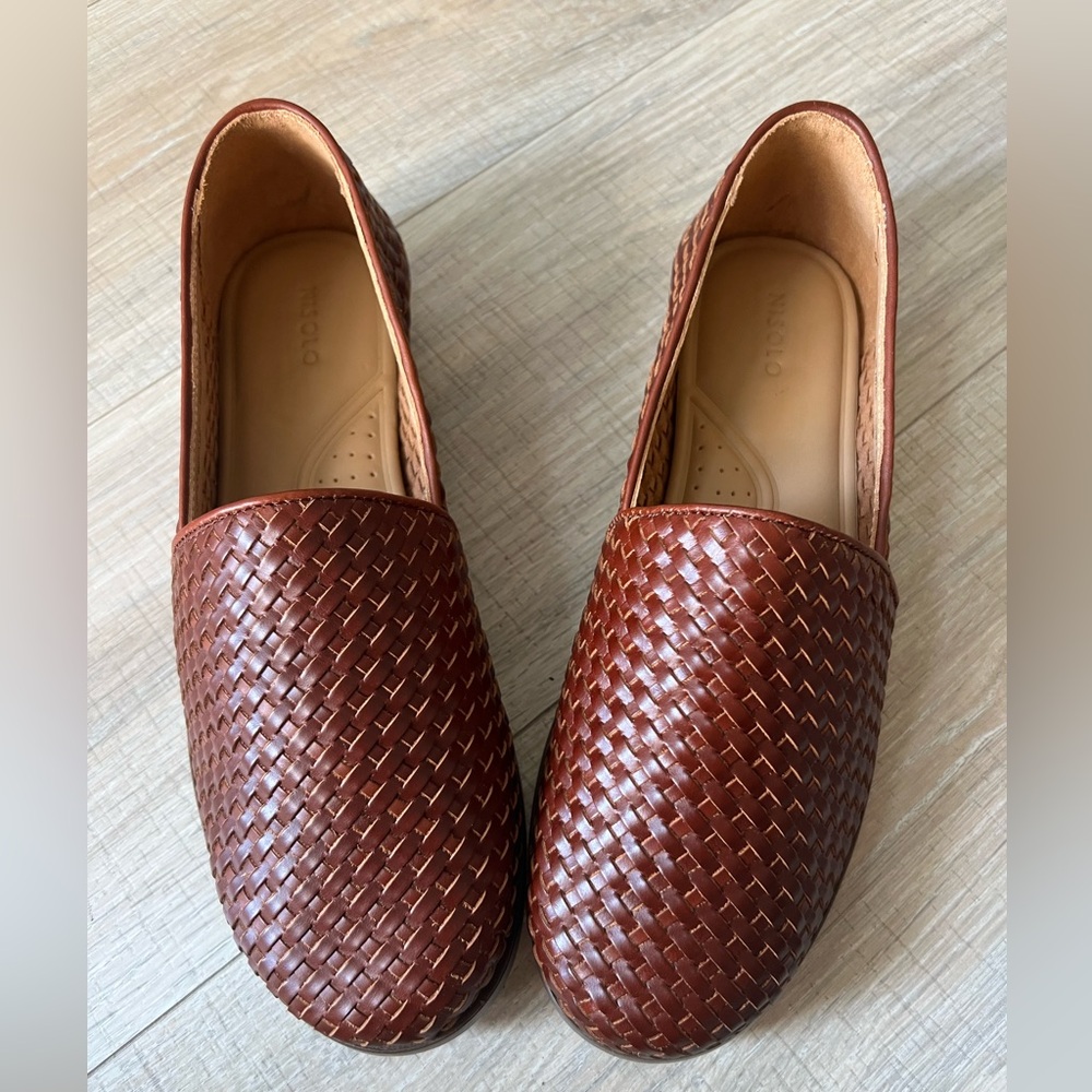 NEW Nisolo Alejandro slip on leather shoe woven brandy - Picture 8 of 13